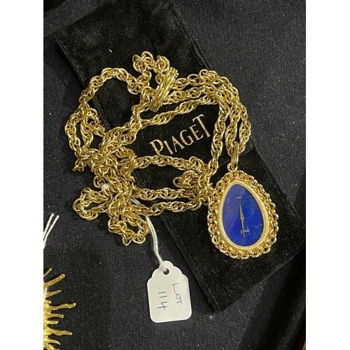 114 - PiagetContinentalCirca 1970A fine 18 carat yellow gold and lapis lazuli pendant watchOn a heavy saut... 