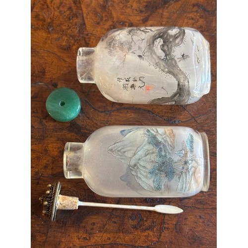 346 - Chinese19th CenturyGlass snuff bottlesPainted insideProperty of a gentlemanFrom the collection of Pe... 