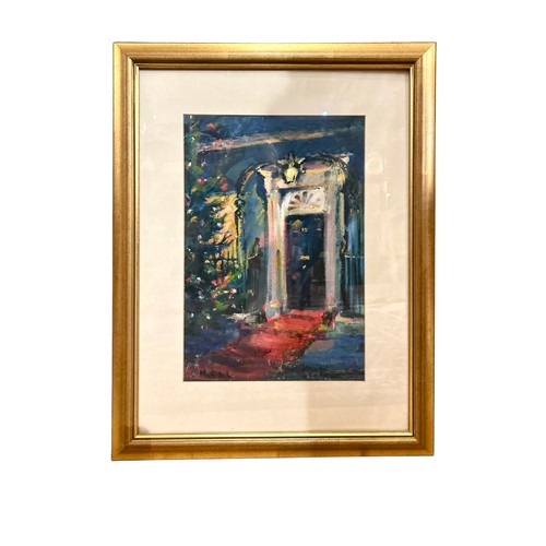 178Z - Anne Mackintosh (Scottish, 1944-2014), No. 10 Downing Street at ChristmasOil on paperThis painting w... 