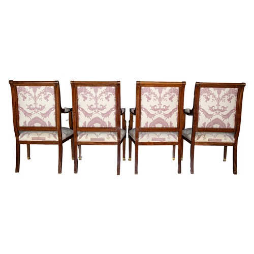 262 - French19th CenturyA set of four French Empire Egyptian Revival fauteuilsMahogany, with bronze ormolu... 