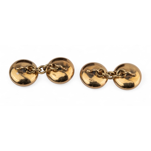 3 - EdwardianA pair of diamond, onyx and white enamel 9 carat gold cufflinks.Total approx. weight: 6.99 ... 