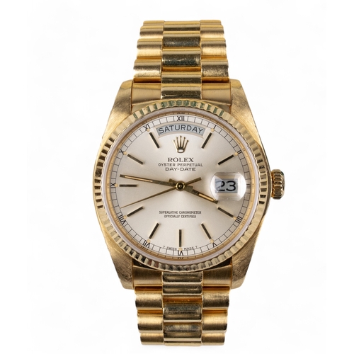 79 - RolexOyster Perpetual Day Date Superlative Chronometer watch, in eighteen carat yellow gold. Case nu... 