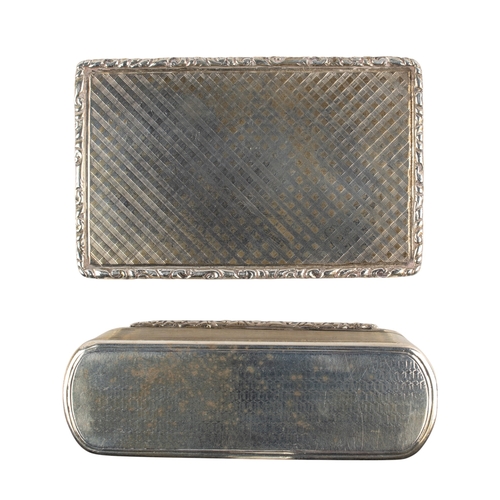 183 - Two silver snuff boxes[a] A George IV silver snuff box. Hallmarked Birmingham, 1827.[b] A Victorian ... 