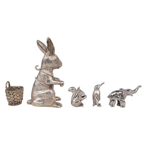 186 - ContinentalA collection of sterling and silver animals. To include a larger sterling silver rabbit, ... 