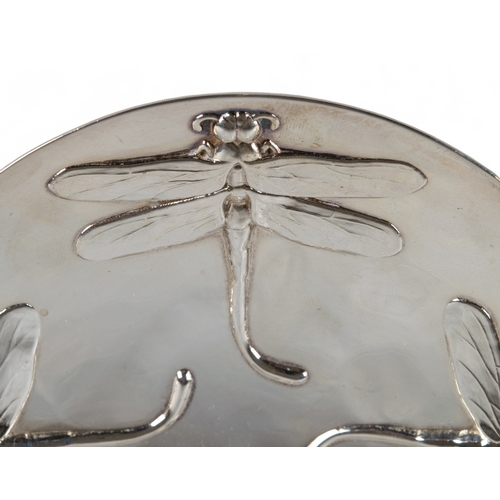 189 - ChristofleA pair of silver plate dragon fly embossed bonbon dishes.Dimensions:5.25 in. (W) x 3.25 in... 