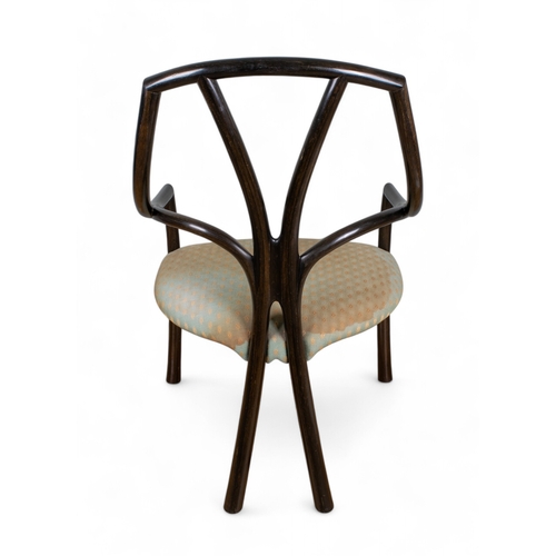 200 - 20th centuryAn ebonised wood dining chair, upholstered in pale green fabricProvenance:Margaret Hilda... 