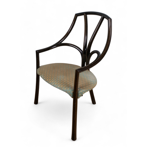 200 - 20th centuryAn ebonised wood dining chair, upholstered in pale green fabricProvenance:Margaret Hilda... 