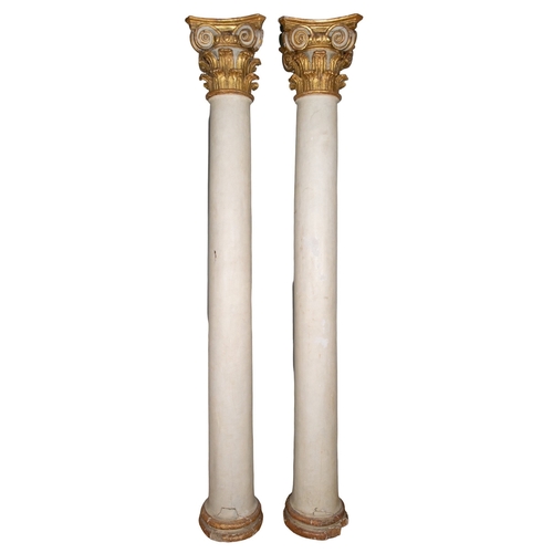 235 - Continental18th CenturyA pair of neoclassical Corinthian painted and giltwood columnsProperty of a G... 