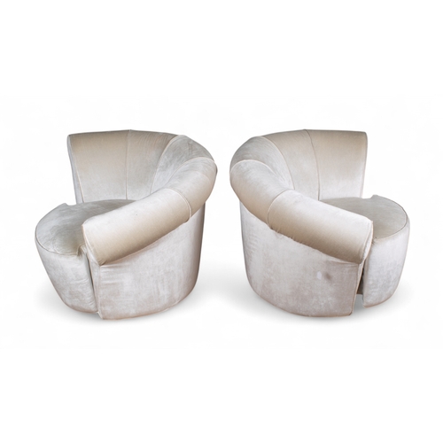 247 - Fendi, ContemporaryTwo velvet swivel armchairsDimensions:in. (H) x in. (W) x in. (D)... 