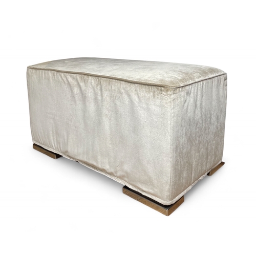 249 - FlexformA beige velvet footstoolDimensions:19 in. (H) x 35 in. (W) x 19 in. (D)... 