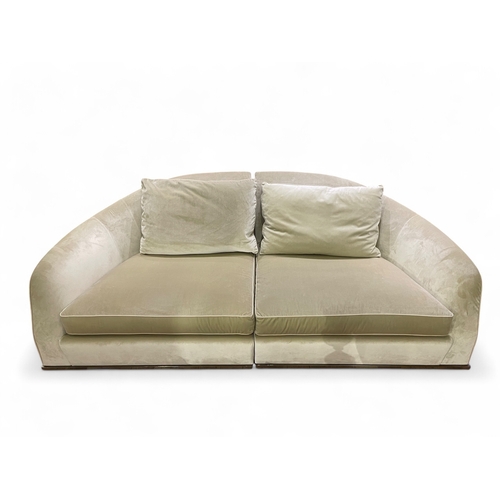 253 - FlexformA large beige velvet sofa Dimensions:33 in. (H) x 46 in. (W) x 44 in. (D)... 