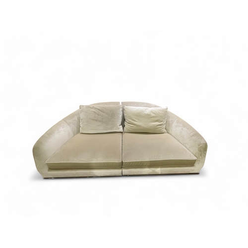 253 - FlexformA large beige velvet sofa Dimensions:33 in. (H) x 46 in. (W) x 44 in. (D)... 