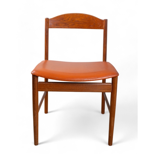 280 - A Danish mid-century dining chair by Ib Kofod Larsen for G PlanTeak, upholstered in burnt orange lea... 