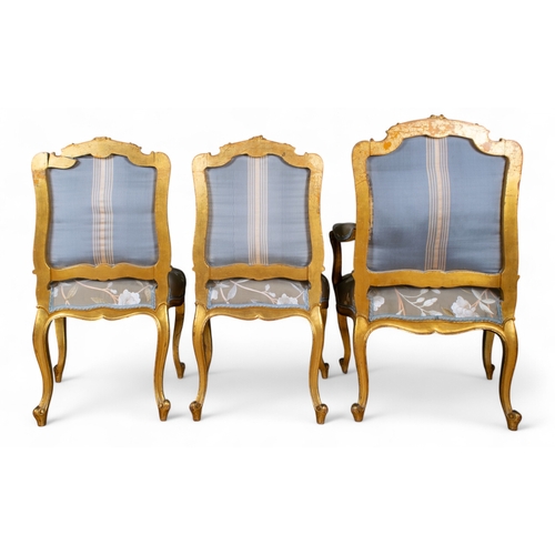 290 - 18th centuryA set of six silk upholstered chairs, including two carversGiltwoodProvenance:The Astor ... 