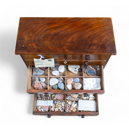 295 - RegencyA mahogany miniature specimen chest, containing a collection of minerals and specimens, with ... 