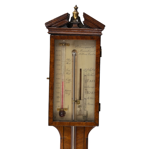 296 - A George III mahogany stick barometer By J Donegan & Co., HolbornTo be sold without reserveDimen... 