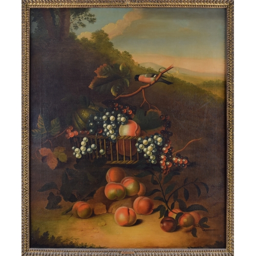 343 - William Jones (FL. 1764-1777)Still life with fruit and a birdc. 1770Oil on canvasWith a Doig, Wilson... 