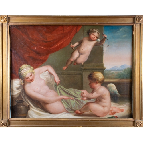 352 - Italian School, 19th centuryVenus and two cupids with landscape beyondOil on canvasProperty of a gen... 