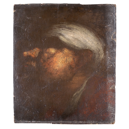 355 - 17th century (?)A portrait of a gentleman in a turbanOil on panelDimensions: 12 in. (H) x 10.5 in. (... 