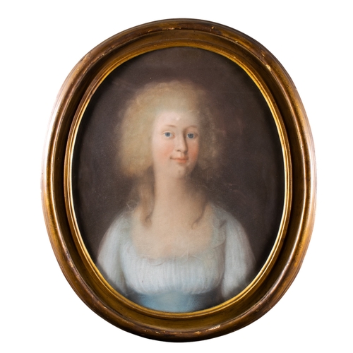 412 - Danish school18th centuryPortrait of a young womanGouache on paper in an oval frameDimensions:(... 