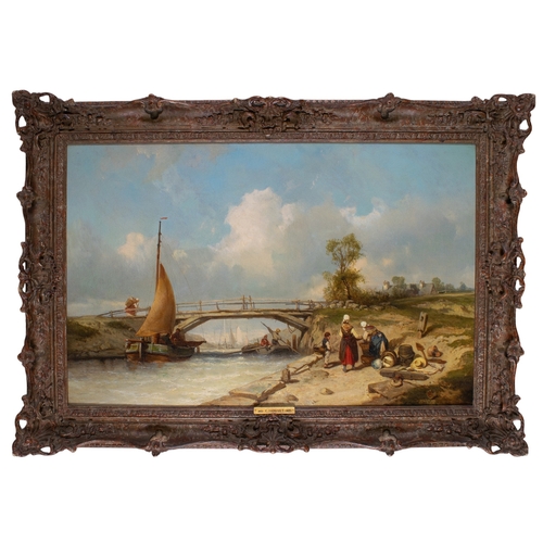 420 - Charles Hoguet (French, 1821 - 1870)Estuary fishermen1844Oil on canvasSigned and dated lower rightWi... 