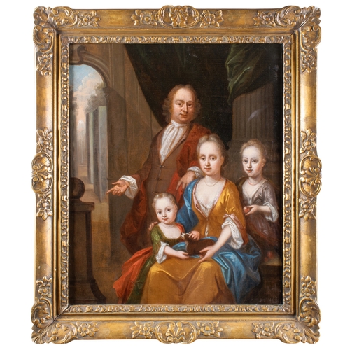 364 - English School, 18th centuryA family portrait Oil on canvasIndistinctly signed lower right 'Po ...?'... 