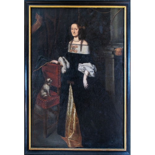 368 - Attributed to Jürgen Ovens (German, 1623-1678)Lady with a Papillon dogOil on canvasProperty of a gen... 