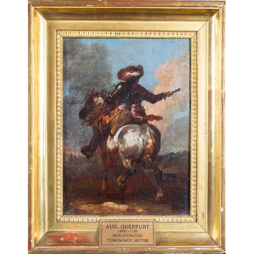 374 - August Querfurt (1696 - 1761)Armed Turkish RiderOil on canvasWith considerable inscriptions and labe... 