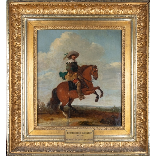 375 - Dutch, circa 1700An equestrian portrait of a dignitaryOil on panelWith considerable inscriptions and... 