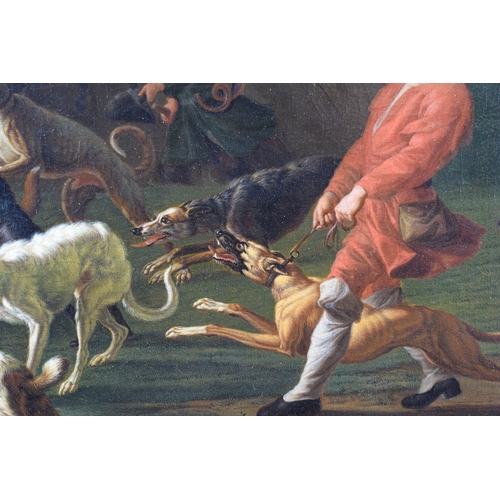 377 - Jan van Gool (Dutch, 1685-1763)An Arabic hunting sceneOil on canvasWith an old auction chalk mark ve... 