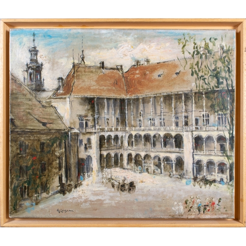 431 - Attributed to Gustave Loiseau (French, 1865-1935)Wawel Castle Courtyard, Krakow, PolandOil on canvas... 