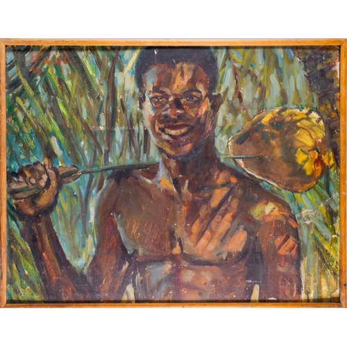 449 - Keith Michell (Australian, 1926-2015)Boy with Coconut1959Oil on boardSigned 'Michell 59' upper leftI... 