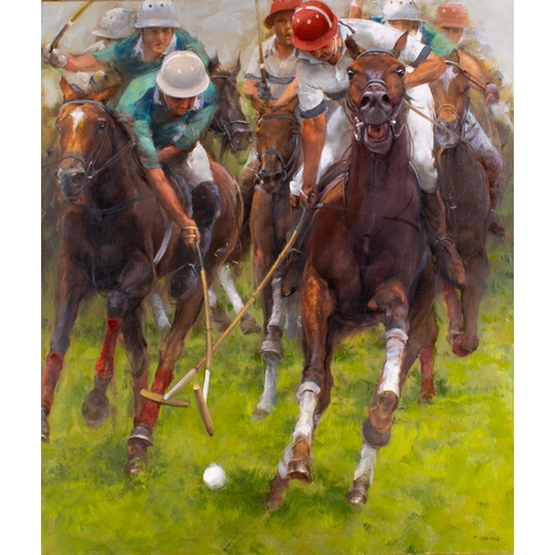 466 - Mao Wen Biao (Chinese, b. 1950)Polo Players2012 Oil on canvasSigned and dated lower rightDimens... 