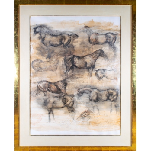 480 - Katie O'SullivanThoroughbred Study IOil and charcoalSigned lower rightDimensions:47.5 in. (H) x 36.2... 