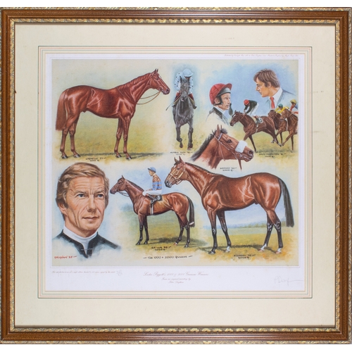 480A - Peter Deighan (Irish, b. 1941)Four prints of Lester Piggott1985Coloured lithographsEdition size 850T... 