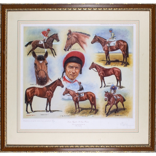 480A - Peter Deighan (Irish, b. 1941)Four prints of Lester Piggott1985Coloured lithographsEdition size 850T... 