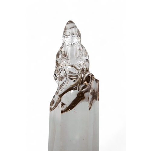 540 - Chinese, 19th centuryA very pure rock crystal Kuan Yin seated on a pure rock crystal plinth. On a la... 