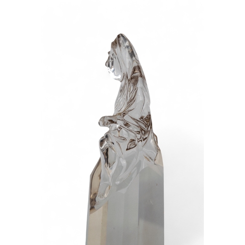 540 - Chinese, 19th centuryA very pure rock crystal Kuan Yin seated on a pure rock crystal plinth. On a la... 