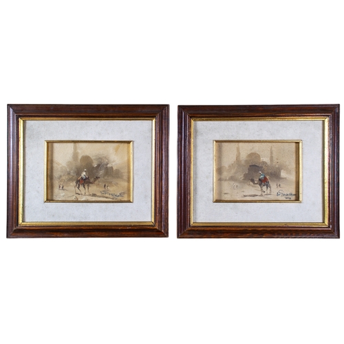 575 - Mohamed Shap (Egyptian, 20th century)Pair of camel rider scenesOil on canvas on boardSigned lower ri... 