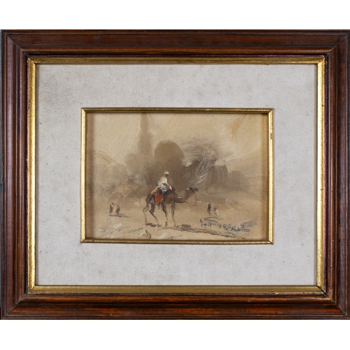 575 - Mohamed Shap (Egyptian, 20th century)Pair of camel rider scenesOil on canvas on boardSigned lower ri... 