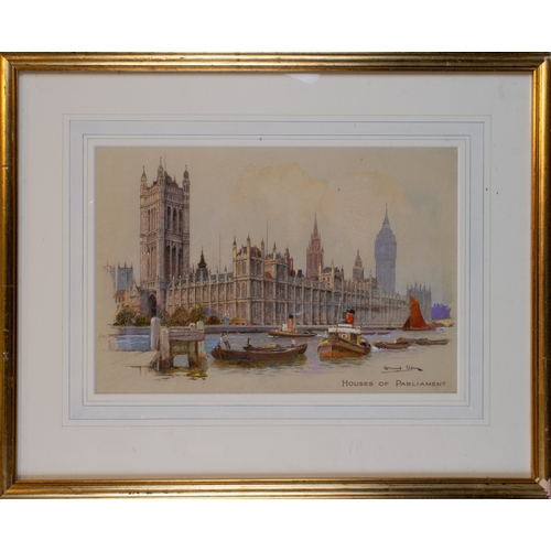 592 - Ernest Boyce Uden (British, 1919-1986)The Houses of ParliamentWatercolourSigned and inscribed lower ... 