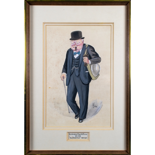 604 - Ralph Sallon (British, 1899-1999)A full-length portrait of Sir Winston Churchill K.C, M.G, 1874-1965... 