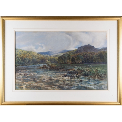 617 - Alfred de Breanski (British, 1852-1928)A river landscape1880Watercolour on paperSigned and dated low... 