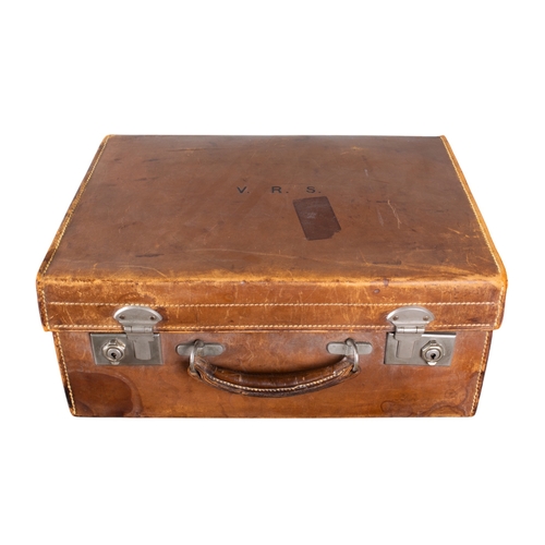 645 - W&J Milne Ltda travelling case, in leather and bearing initials, 'V. R. S'To be sold without res... 