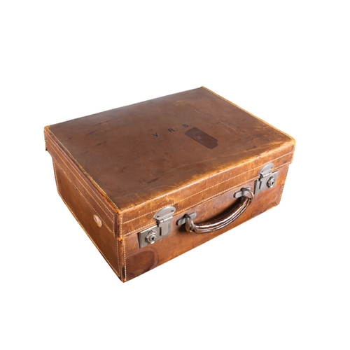 645 - W&J Milne Ltda travelling case, in leather and bearing initials, 'V. R. S'To be sold without res... 