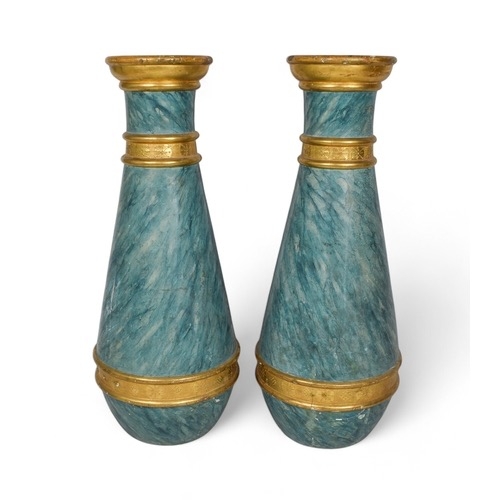 655 - Spanish MoroccanLate 19th centuryA pair of painted blue faux marble and gilt urnsProperty of a ... 