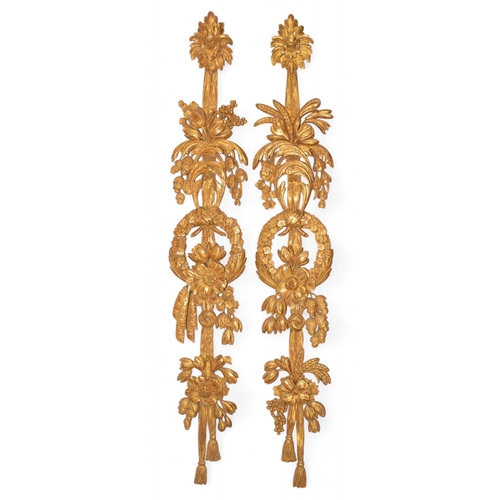 682 - British, Adam styleA pair of architectural hand-carved water-gilt dropsProvenance:Ossowski, Pimlico ... 