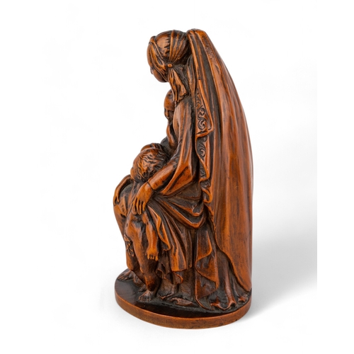 688 - German (?)18th century, possibly late 17thA boxwood carved figure of the Virgin with the infant Chri... 