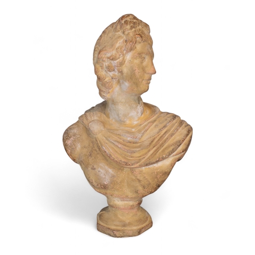 690 - French19th centuryStone bust of ApolloAfter the Apollo BelvedereDimensions:21 in. (H) x 15 in. (W) x... 