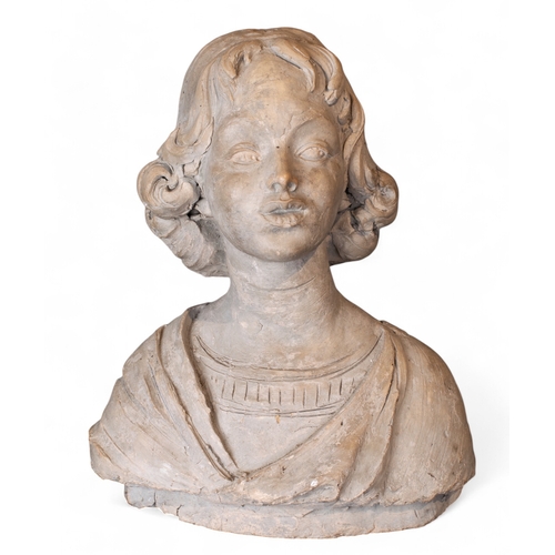 691 - After Andrea Della Robbia (Florentine, 1435-1525)Bust of a Young BoyTerracottaDimensions:17 in. (H) ... 